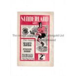 SUNDERLAND Programme for the home Northern Counties League match v South Shields 25/9/1954, slightly