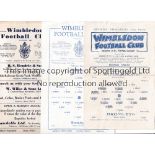 WIMBLEDON V BROMLEY Ten programmes for matches at Wimbledon including 9 between the clubs, 52/3,