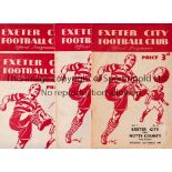 EXETER CITY Four home programmes in season 1948/9 v Notts. County, scores entered, Swansea,