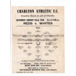 CHARLTON ATHLETIC Single sheet programme for the Practice Match 22/8/1936, slight horizontal crease.
