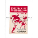 EXETER CITY V PLYMOUTH ARGYLE 1953 / OPENING OF FLOODLIGHTS Programme for the Friendly at Exeter