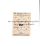 PORT VALE V BOURNEMOUTH 1947 Single card programme for the League match at Port Vale 10/3/1947,