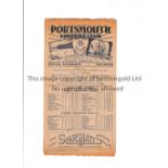 PORTSMOUTH V CLYDE Programme for the Friendly at Portsmouth 1/10/1946, very slightly worn at the top