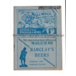 MILLWALL V CHELSEA 1937 FA CUP Programme for the tie at Millwall 30/1/1937, tape at the top of the