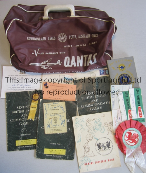 1962 COMMONWEALTH GAMES / LYNN DAVIES AUTOGRAPH Several items contained in an official bag with