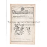 CLAPTON ORIENT V STOCKPORT COUNTY 1912 Programme for the League match at Clapton Orient v