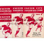 EXETER CITY Four home programmes in season 1951/2 v Bristol Rovers, staples removed, Shrewsbury,