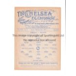 CHELSEA Single sheet home programme v Fulham London Professional Charity Fund 26/9/1927. Ex Bound