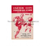 EXETER CITY AUTOGRAPHS 1947 Home programme v Southend United 4/10/1947 signed on the line-up page by