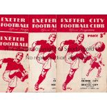 EXETER CITY Four home programmes in season 1951/2 v Bristol City, team changes, Northampton, Crystal