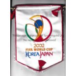 2002 WORLD CUP Official 10" pennant with metal hanging bar. Very good