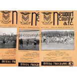 NEWPORT COUNTY Eleven home programmes in 1952/3 v Bristol C, Northampton, Shrewsbury, Swindon,