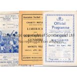 LIMERICK Seven programmes including 6 homes v Waterford 4/4/1954, scores entered, Burntonwood