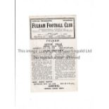 FULHAM Programme for the home FL South match v Aston Villa 27/10/1945, very slightly creased.