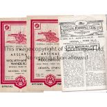 ARSENAL Twenty home programmes 1947 - 1954 including 1946/7 v Aston Villa, 1947/8 v Blackburn,