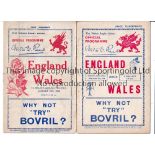 RUGBY UNION WALES V ENGLAND Two programmes at Swansea on 18/1/36 slight crease and at Cardiff on