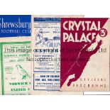 EXETER CITY Four home programmes in season 1951/2 v Crystal Palace, staples removed, Gillingham,