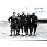 IAN ST.JOHN / AUTOGRAPHS A 12 X 8 photo of Scotland's forwards including St. John posing for