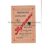 WALES V SCOTLAND 1933 Programme for the International at Ninian Park, Cardiff 4/10/1933, vertical