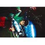 PETER SHILTON / AUTOGRAPH A 12 X 8 photo of the Nottingham Forest goalkeeper celebrating with the