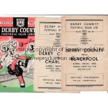 DERBY COUNTY Eight programmes: 6 homes 1947/8 v Blackpool, scores entered and Charlton, 1948/9 v