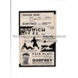 NORWICH CITY V EXETER CITY 1948 Programme for the League match at Norwich City 27/3/1948, very