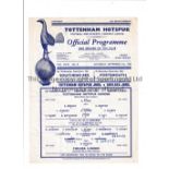 TOTTENHAM HOTSPUR V CHELSEA Single sheet programme for the South East Counties League match at