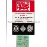 GEORGE BEST Programme, with small writing on the cover and ticket for Wales v Rest of the UK 28/7/