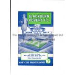 BLACKBURN ROVERS MANCHESTER UNITED 1959 POSTPONED Programme for the League match scheduled for 17/