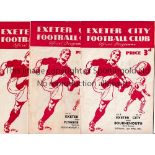 EXETER CITY Three home programmes in season 1951/2 v Bournemouth, paper loss from the back cover and