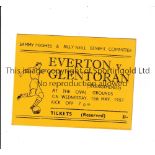 GLENTORAN V EVERTON 1957 Ticket for the Benefit match at Glentoran 15/5/1957. Good