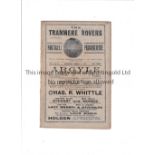 TRANMERE ROVERS Programme for the home Wirral Senior Cup Semi-Final v Cammell-Laird's 7/3/1914.