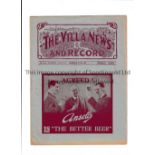 ASTON VILLA Joint issue programme for the home League matches v Bradford 25/12/1937, Barnsley 28/