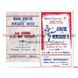 WIGAN ATHLETIC V NEWCASTLE UNITED 1954 FA CUP Two programme for the tie at Wigan 13/1/1954, official