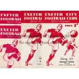 EXETER CITY Four home programmes in season 1950/1 v Ipswich, staples removed, Reading, staples