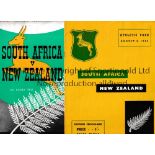 NEW ZEALAND ALL BLACKS V SOUTH AFRICA 19565 Two programmes for Tests matches at Athletic Park,