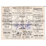 LEYTON ORIENT AUTOGRAPHS 1951 Away programme v Exeter City 13/1/1951 signed by all 11 players on the