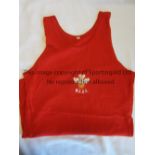WALES A.A.A. Red athletic running vest from the 1960's, worn in competition. Good