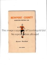 NEWPORT COUNTY Handbook for 1938/9 season. Good
