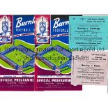 BURNLEY Two home programmes with tickets for their European Cup ties 1960/1 v Reims and Hamburg.