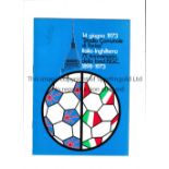 ITALY V ENGLAND 1973 Scarce programme for the International in Turin 14/6/1973, number written on