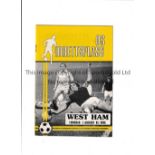 WEST HAM UNITED programme for the away Friendly v OS Idrettsplass 7/8/1975. Good