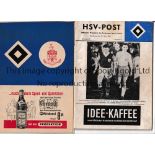 BURNLEY Two away programmes for the European Cup tie v Hamburg SV 15/3/1961. Official programme