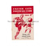EXETER CITY V IPSWICH TOWN 1948 Programme for the League match at Exeter 20/11/1948, staples