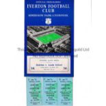 EVERTON V LEEDS UNITED 1958 Programme and 4 seat tickets for the League match at Everton 4/4/1958.