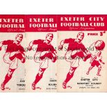 EXETER CITY Four home programmes in season 1950/1 v Newport, staples removed, Bournemouth, number on