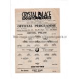 CRYSTAL PALACE Single sheet programme for the home FL South League match v Brentford 25/9/1943,