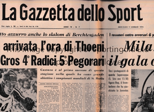 1973 EUROPEAN SUPER CUP AC MILAN V AJAX Match played 9/1/1974 at the San Siro, Milan. Issue of the