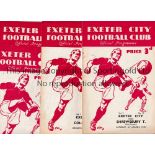 EXETER CITY Four home programmes in season 1952/3 v Shrewsbury, Colchester, Gillingham and Bristol