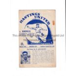 HASTINGS UNITED V NORWICH CITY 1953 FA CUP Programme for the tie at Hastings 9/1/1953, slight